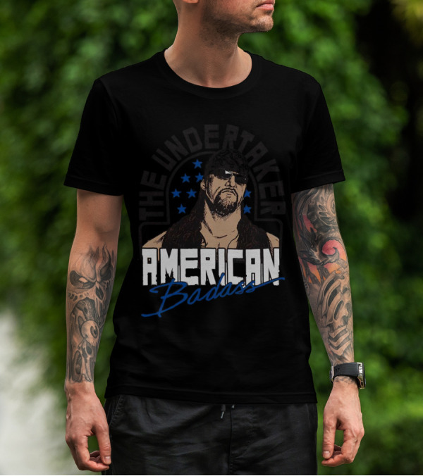 The Undertaker American Badass Stars Sunglasses Long Hair T-Shirt