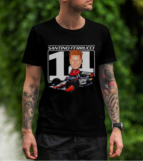 Santino Ferrucci 14 Sexton Properties Cartoon Racing Car T-Shirt