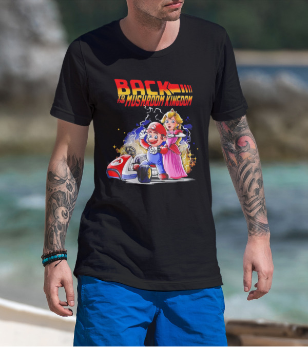 Back To The Mushroom Kingdom Mario Princess Kart Lightning Retro Adventure T-Shirt