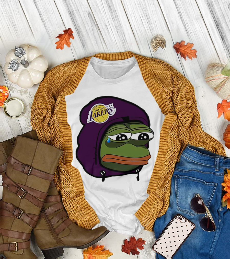Pepe The Frog Sad Los Angeles Lakers Hoodie Face T-Shirt