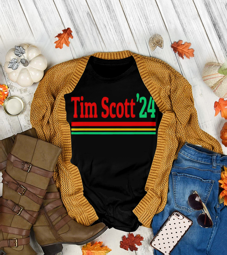 Tim Scott '24 Red and Green Striped Motif T-Shirt