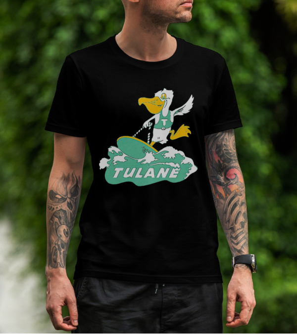 Tulane Green Wave Surfing Pelican Vintage T-Shirt