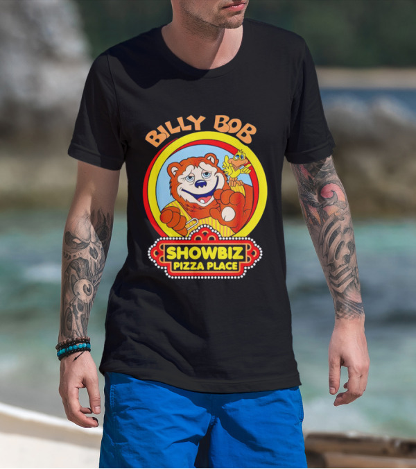 Billy Bob Showbiz Pizza Place Animated Bear And Bird T-Shirt