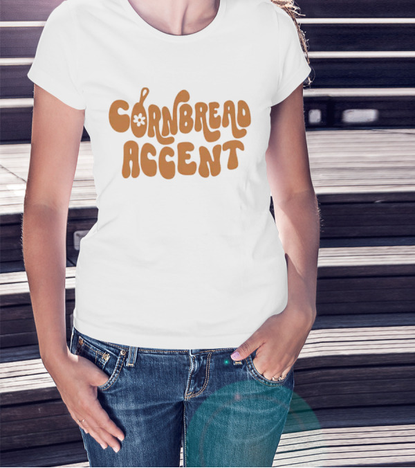 CORNBREAD ACCENT Retro Psychedelic Flower Power Text T-Shirt