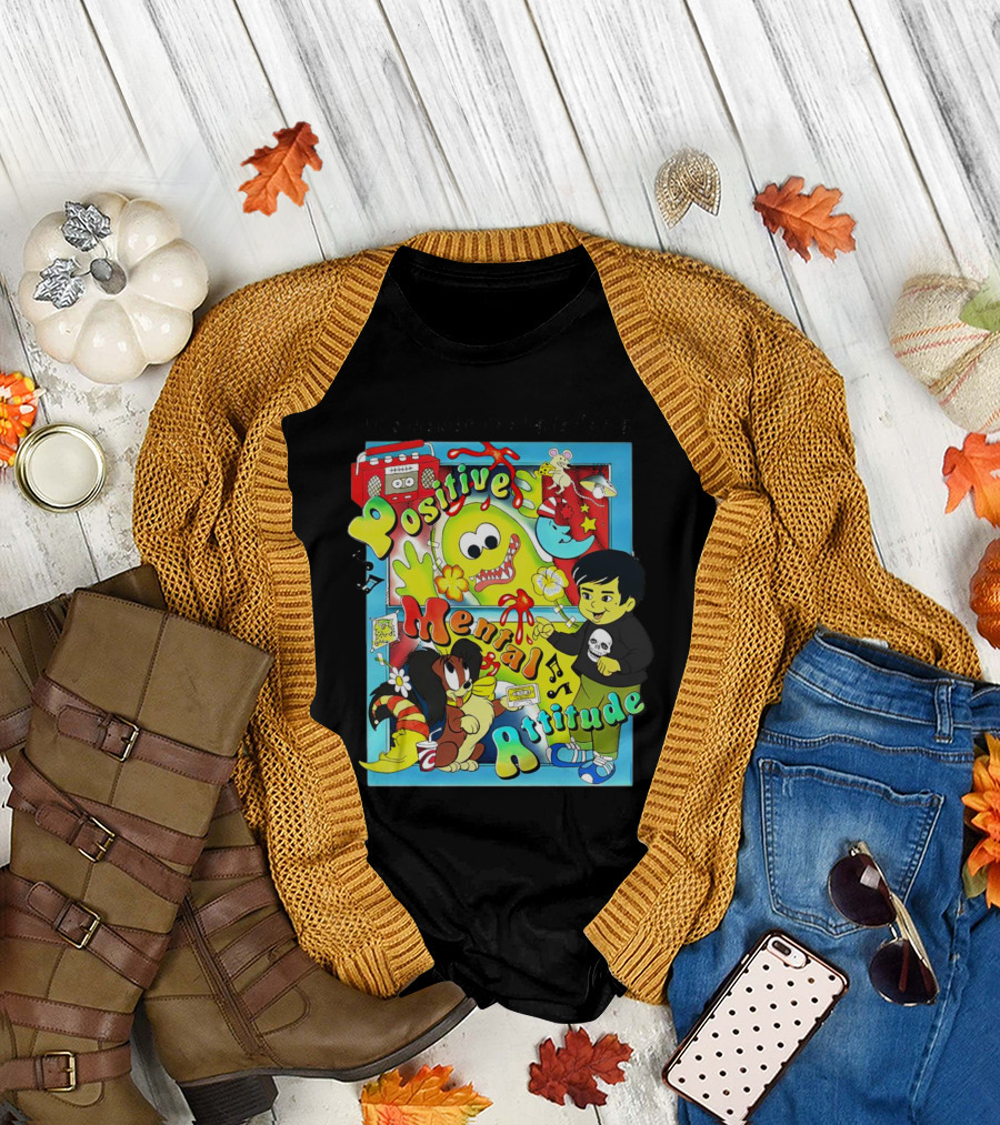 It's Never Too Late for a Positive Mental Attitude Cartoon Characters Music and Fun Elements T-Shirt