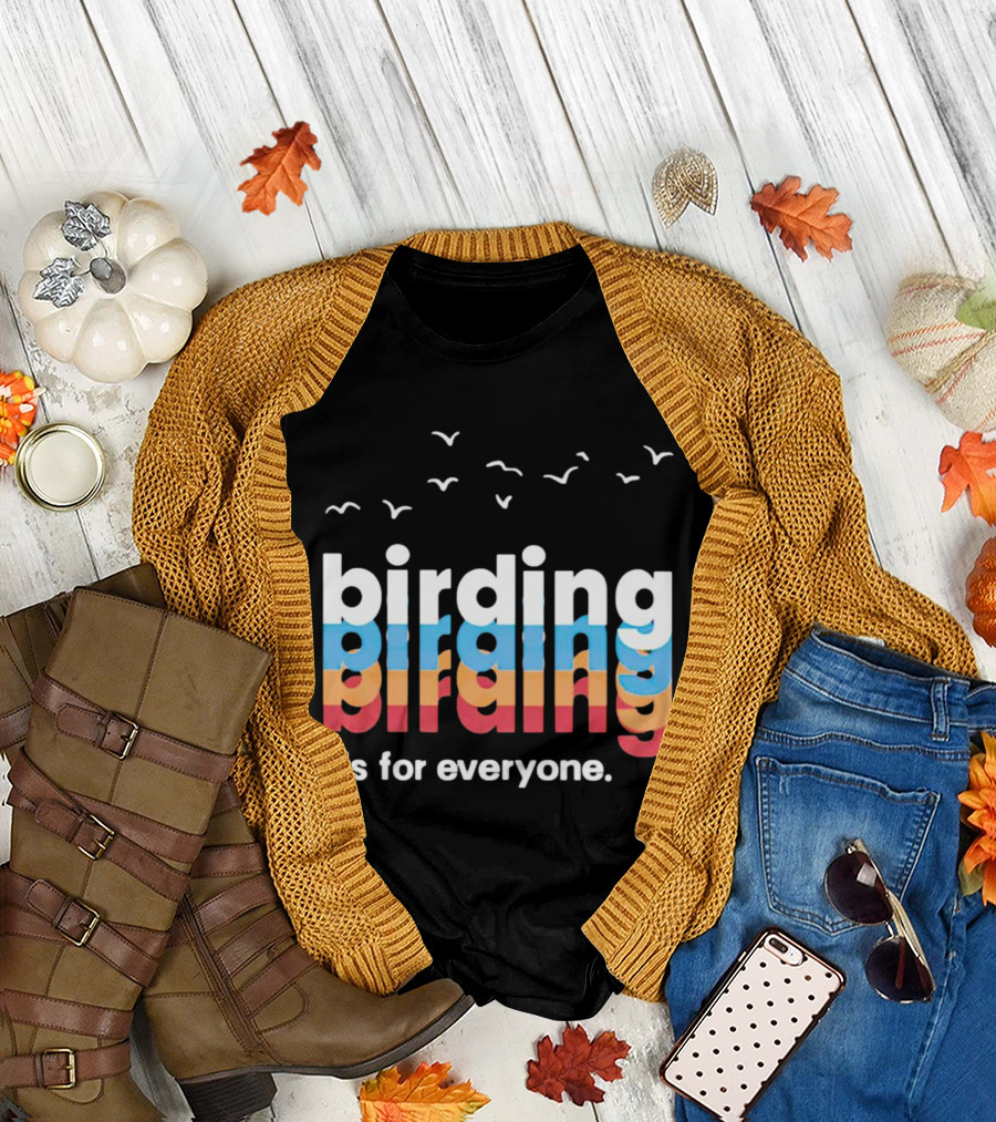 birding is for everyone vintage style with birds flying above T-Shirt