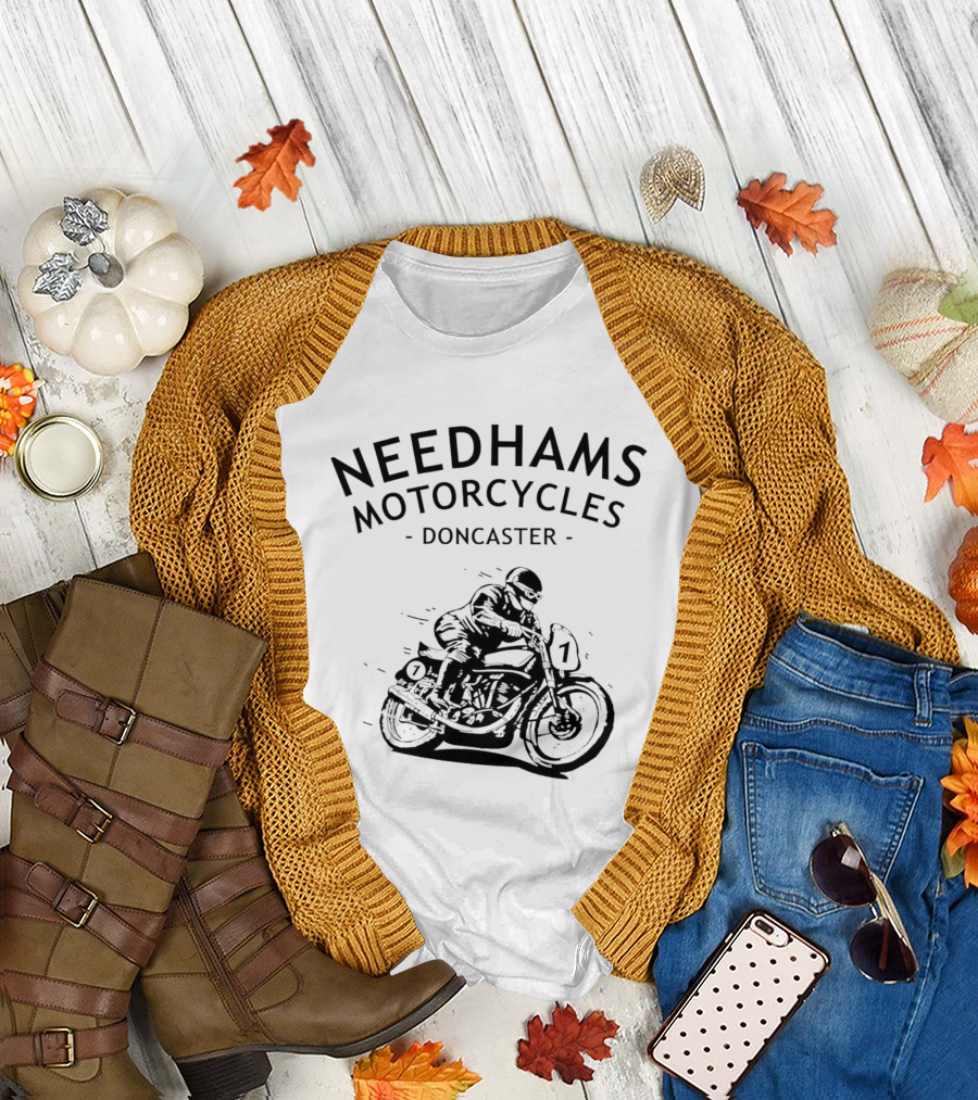 Needhams Motorcycles Doncaster Racing Rider Drawing T-Shirt