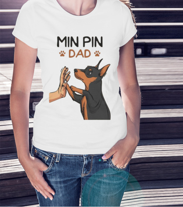 MIN PIN DAD Father's Day Dog Paw T-Shirt