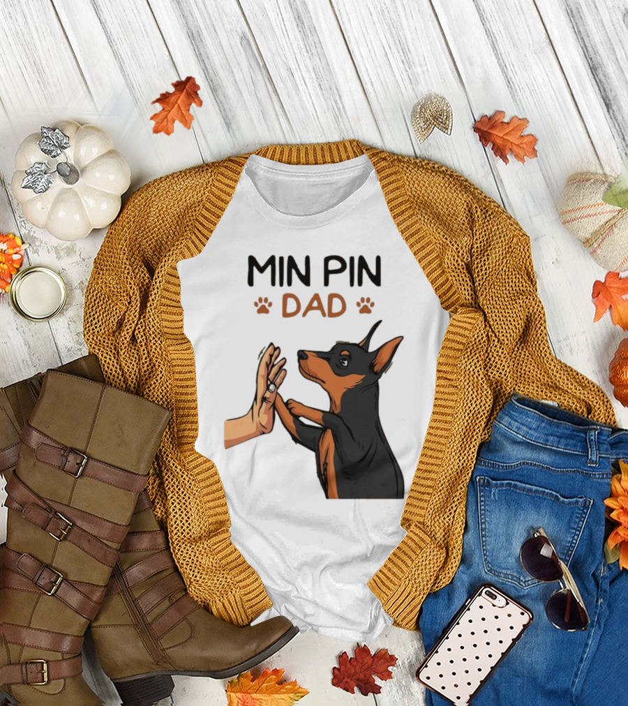 MIN PIN DAD Father's Day Dog Paw T-Shirt