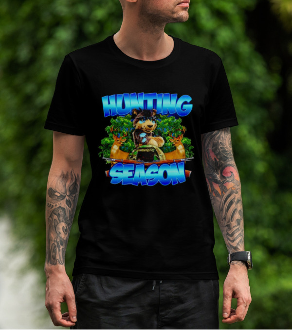 Hunting Season Wolf And Deer Forest Scene T-Shirt