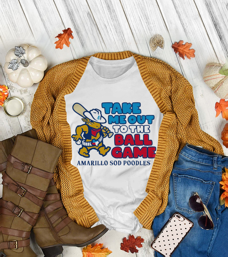 Take Me Out to the Ball Game Amarillo Sod Poodles Baseball Mascot T-Shirt