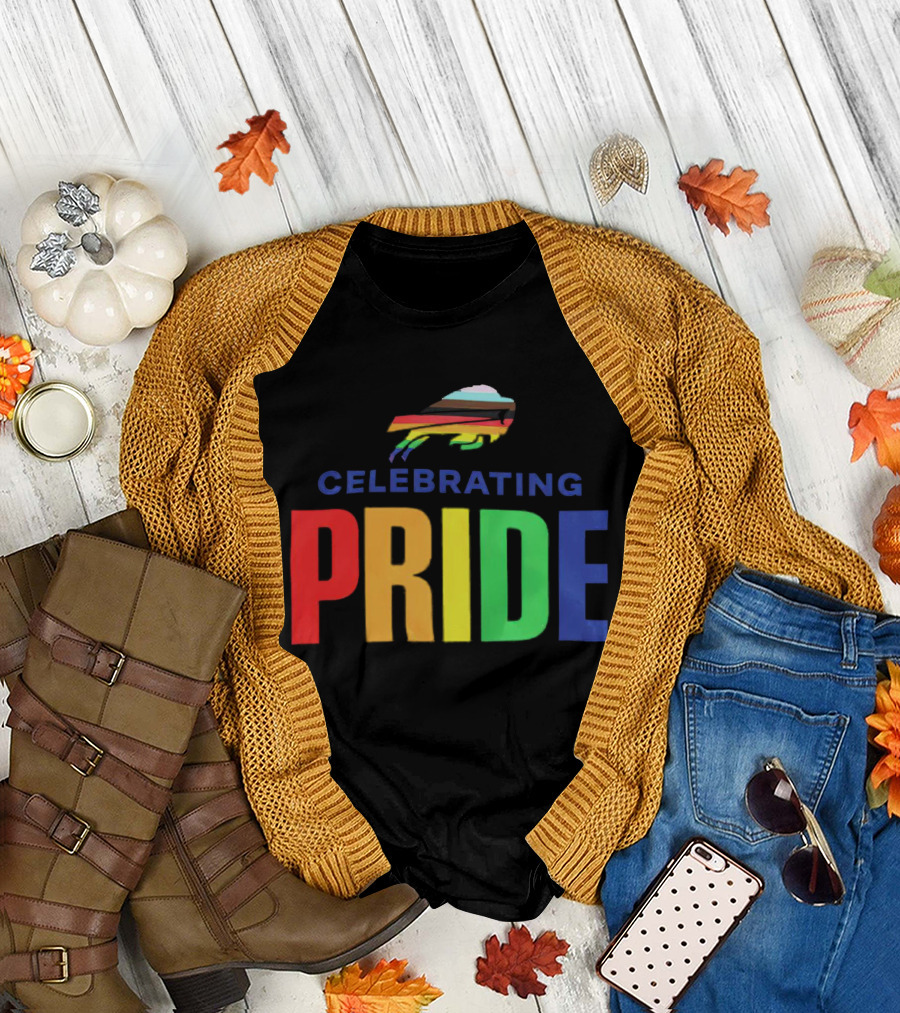 Celebrating Pride Buffalo Rainbow Stripes T-Shirt