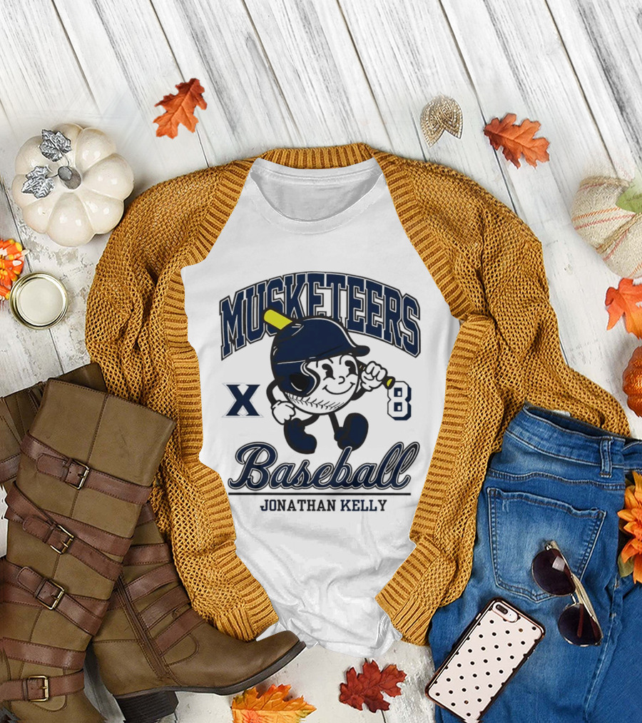 Musketeers Baseball Xavier X 8 Jonathan Kelly Shersey T-Shirt