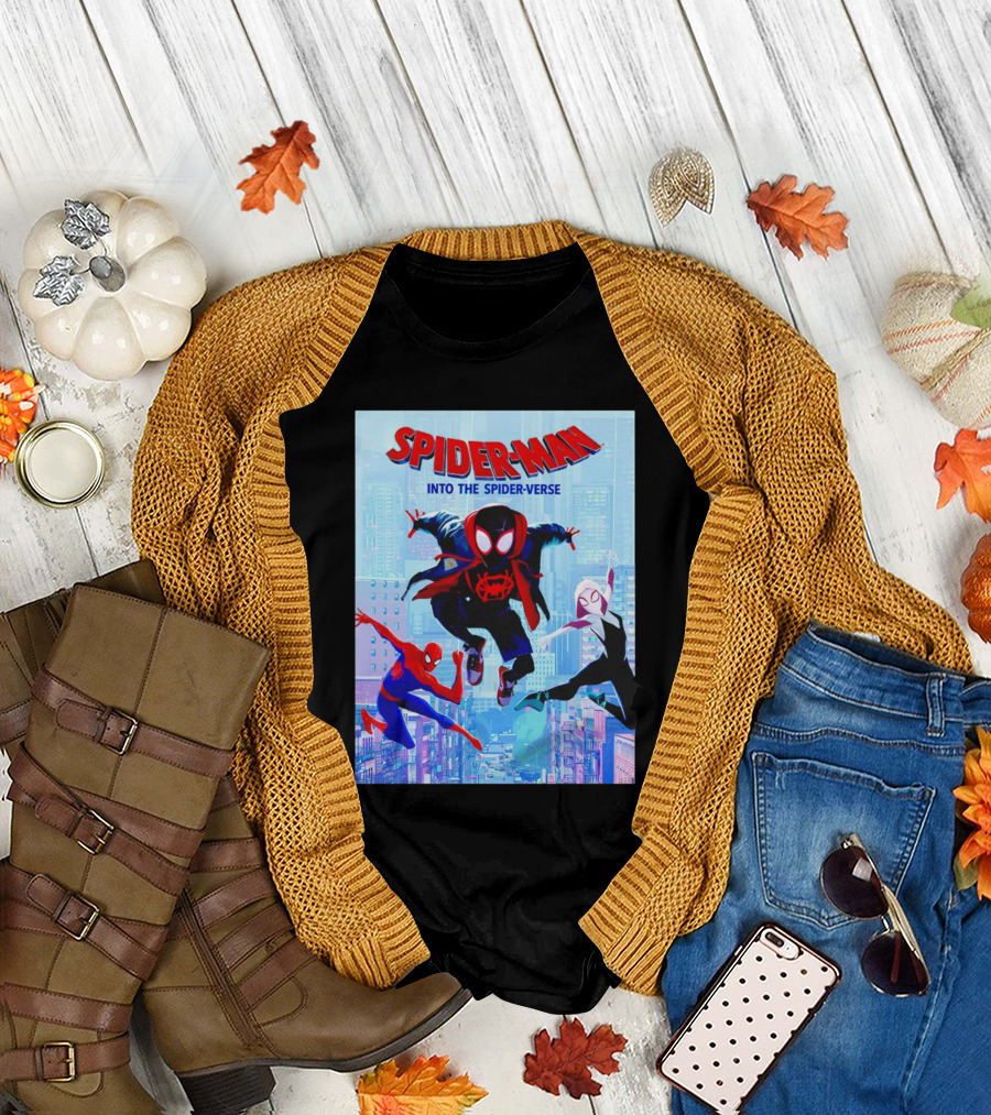Spider-Man Into the Spider-Verse Miles Morales Gwen Stacy Peter Parker T-Shirt