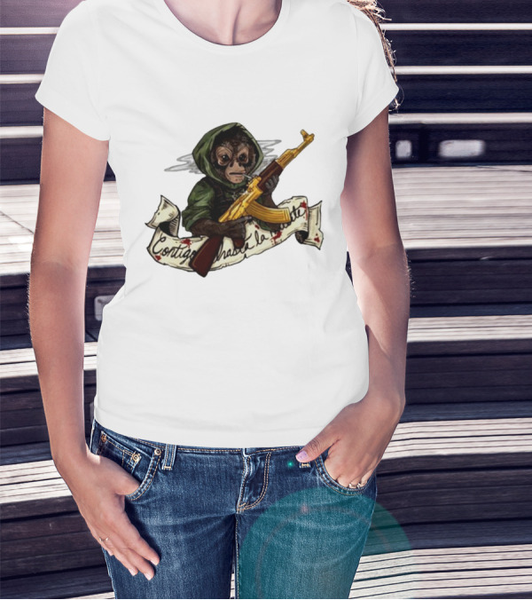 El Changuito Contigo Hasta La Muerte Monkey With AK-47 T-Shirt