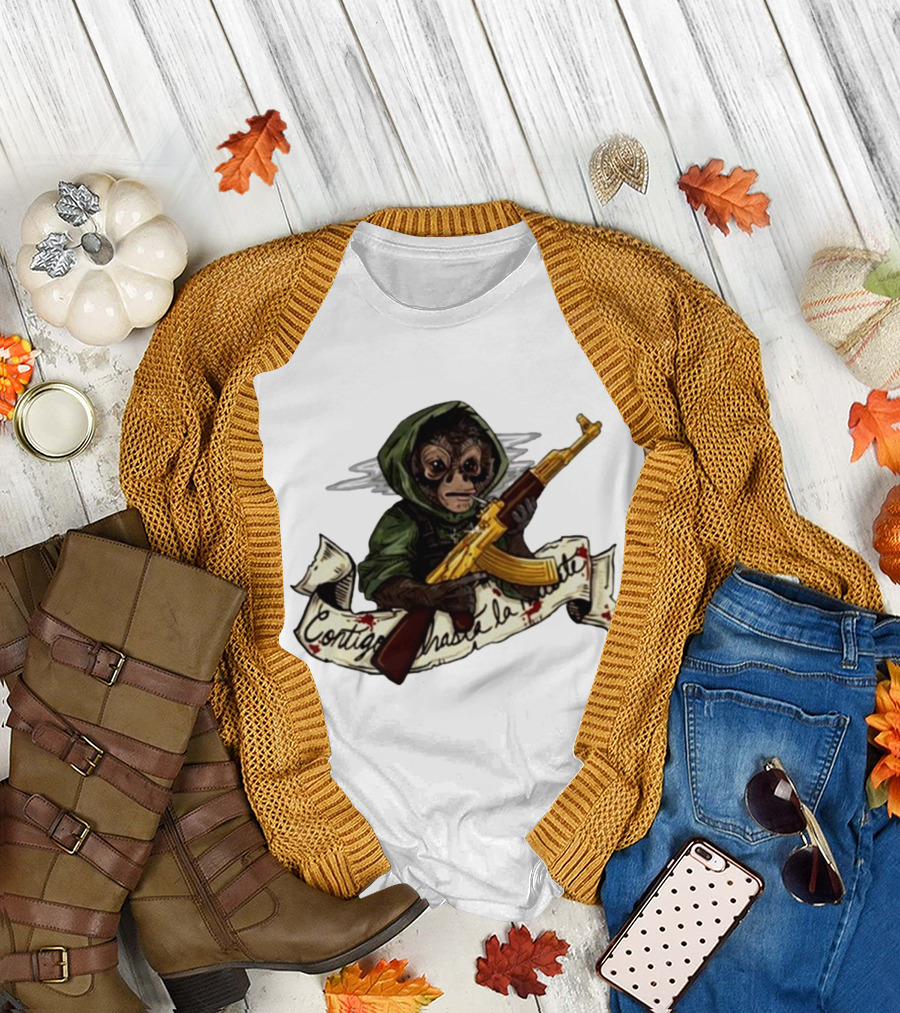 El Changuito Contigo Hasta La Muerte Monkey With AK-47 T-Shirt