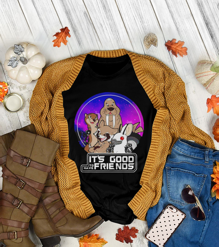 It's Good to Have Friends Rocket Rabbit Space Circle T-Shirt