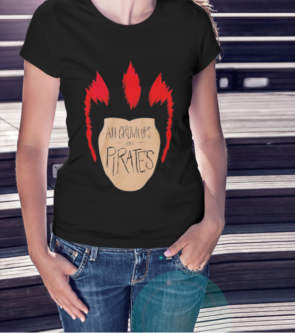 All Grown Ups Are Pirates Red Hair Patch T-Shirt