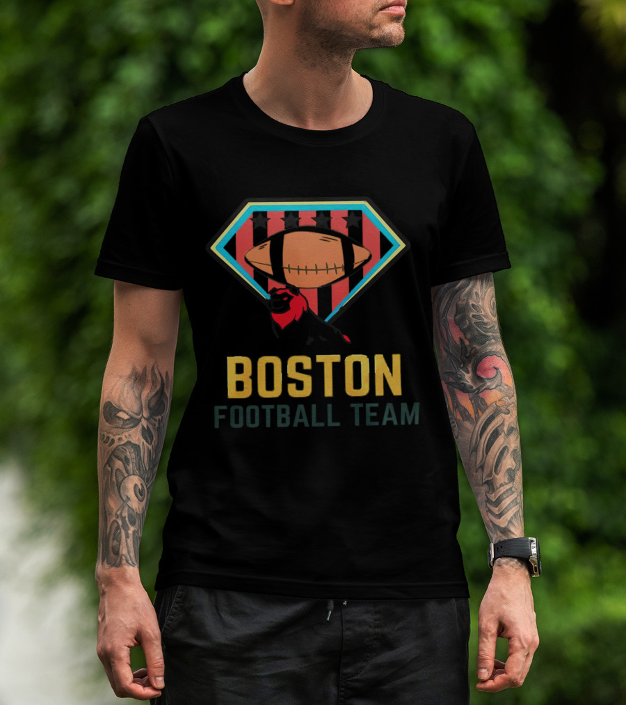 Boston Football Team Lion Emblem With Starry Shield T-Shirt