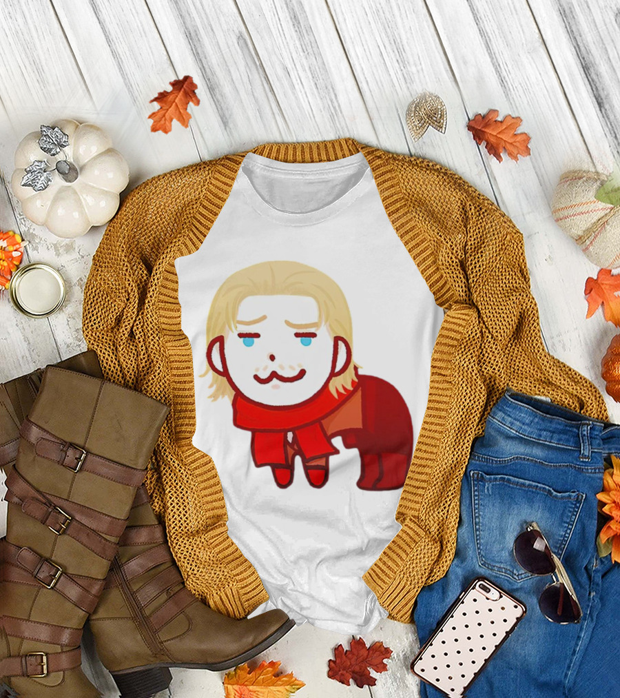 Ocelot Creature Blonde Character in Red Scarf and Outift T-Shirt