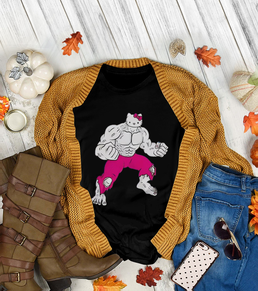 Hello Kitty Meets Hulk Crossover Mashup T-Shirt