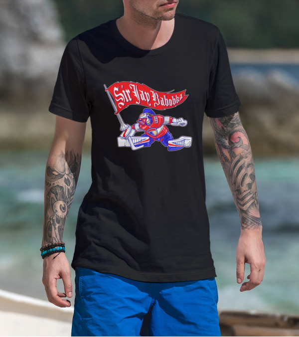 Sir Jay Babobka Hockey Knight With Red Banner T-Shirt