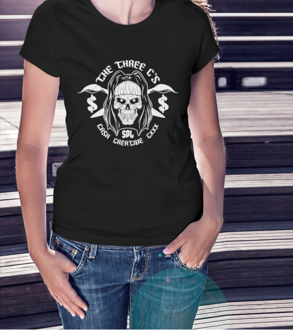The Sdl Skull Cash Creative CxX Three C’s Dollar Signs T-Shirt