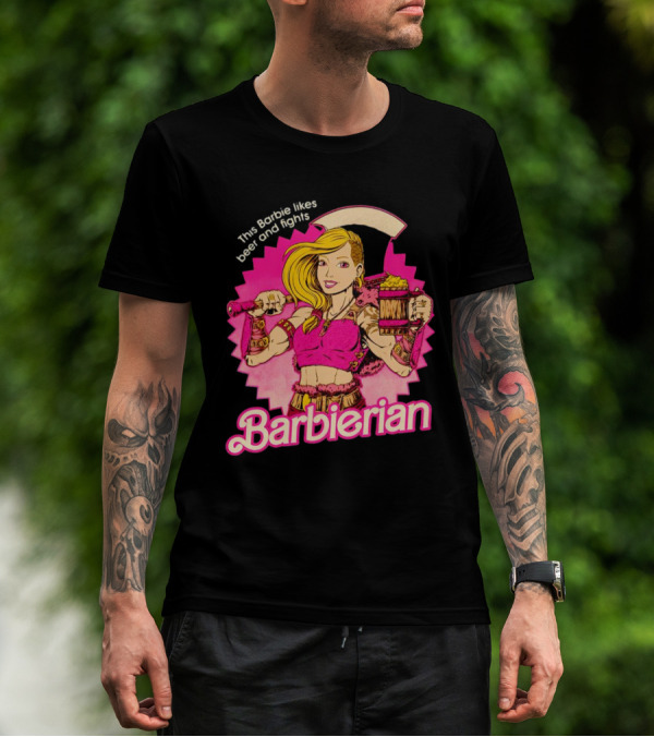This Barbie Likes Beer And Fights Barbierian Retro Warrior T-Shirt