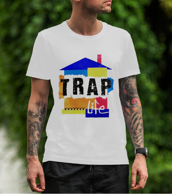 TRAP Life House Design Multicolored Blocks And X Marks T-Shirt