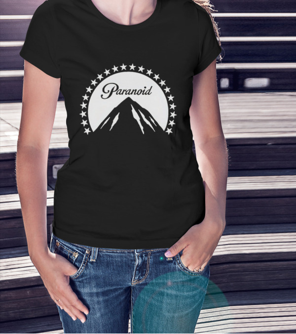 Paramount Paranoid Logo Parody Stars Mountain T-Shirt