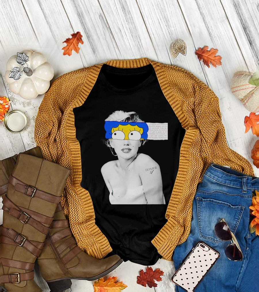 Marylin Monroe and Marge Simpson Crossover with Homer Tattoo T-Shirt