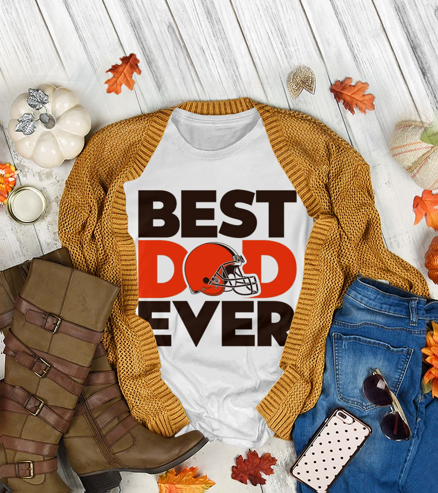 Best Dad Ever Cleveland Browns NFL Football Helmet T-Shirt