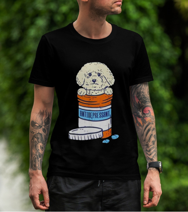 Bichons Frises Antidepressant Dog In Pill Bottle T-Shirt