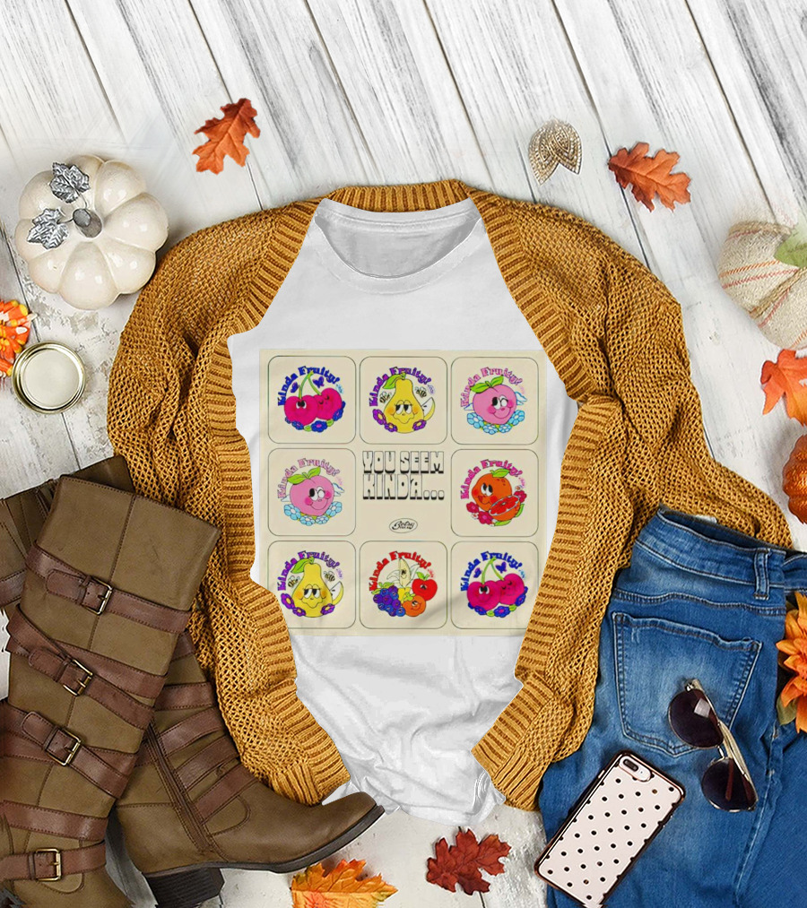 You Seem Kinda Fruity Cartoon Fruits Smiley Characters T-Shirt