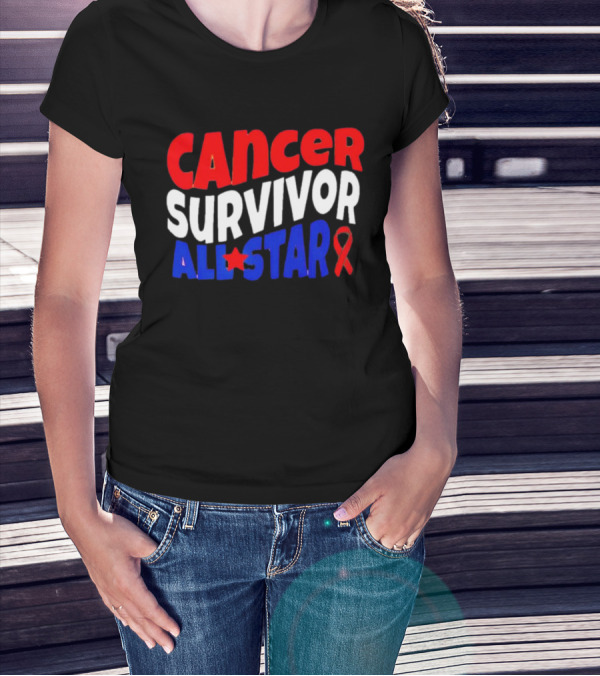 CANCER SURVIVOR ALL STAR RED WHITE BLUE T-Shirt