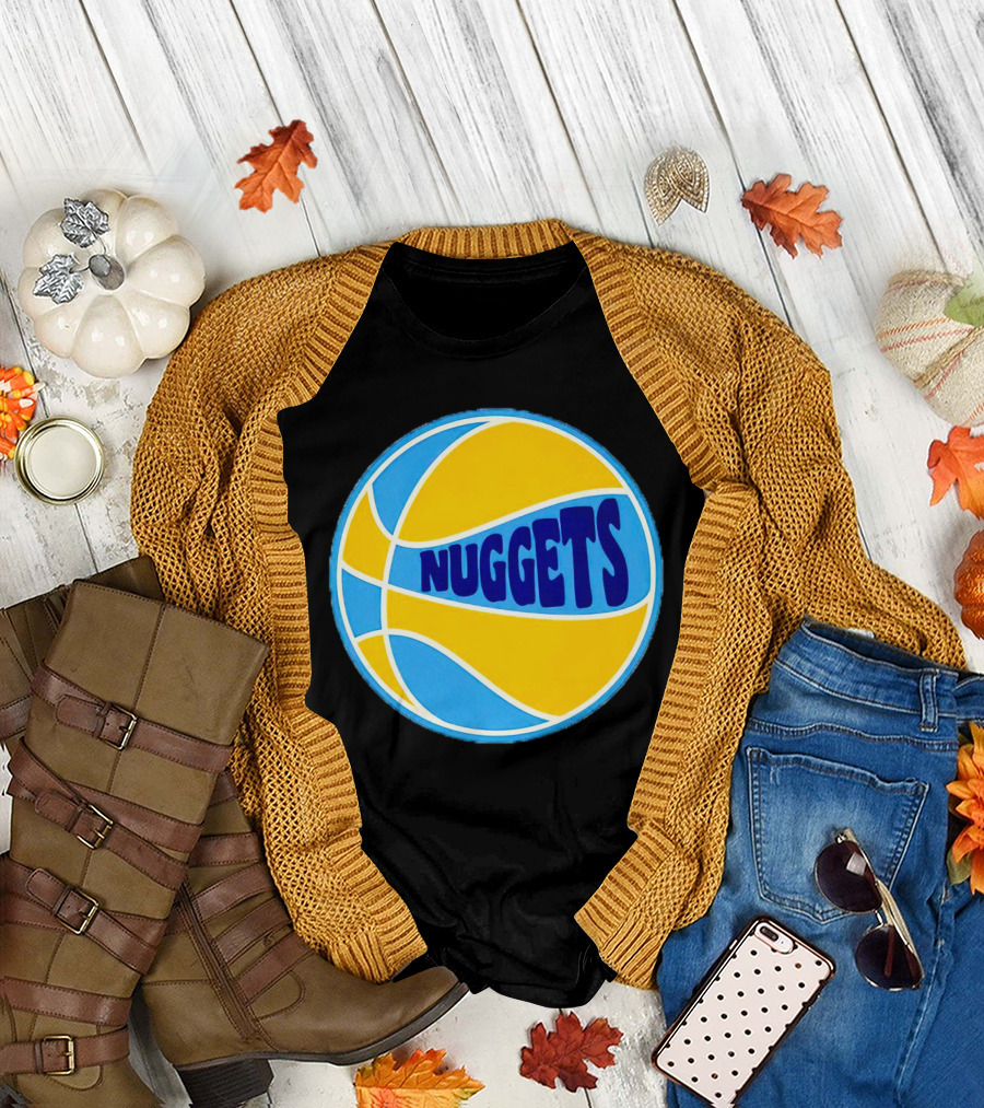 Nuggets Retro Blue and Yellow Basketball T-Shirt
