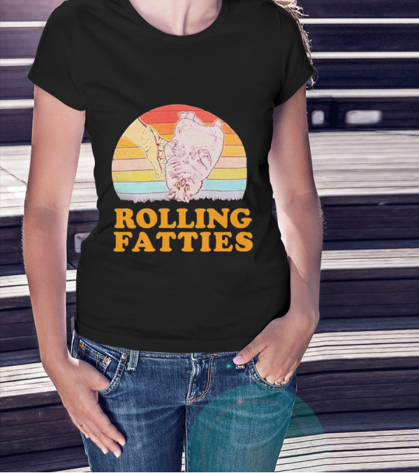 Cat Rolling Fatties Retro Vibes T-Shirt