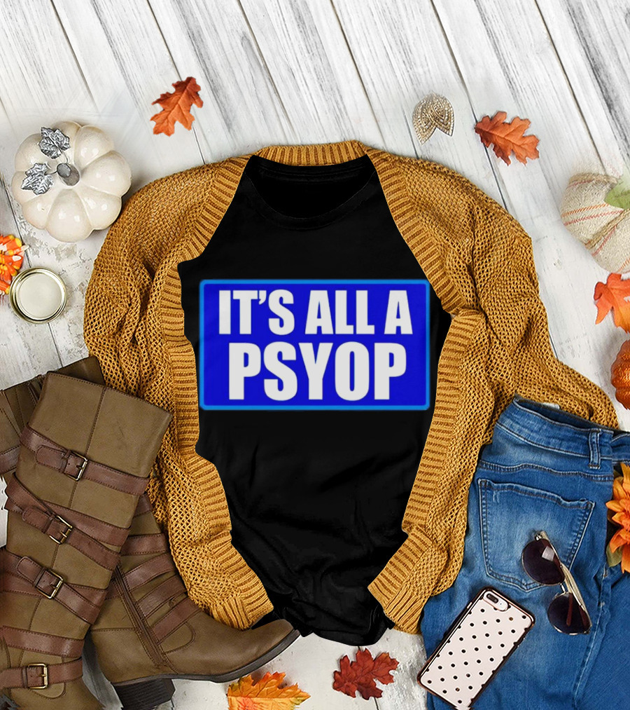 IT'S ALL A PSYOP Blue Rectangle T-Shirt