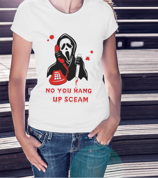 No You Hang Up Sceam Ghost Mask Red Phone Knife T-Shirt