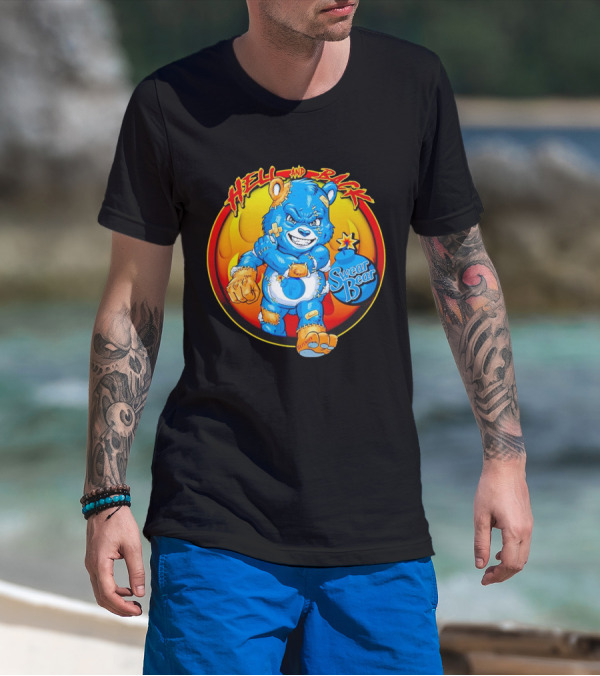 Hell And Back Swear Bear Fierce Blue Cartoon With Flames T-Shirt
