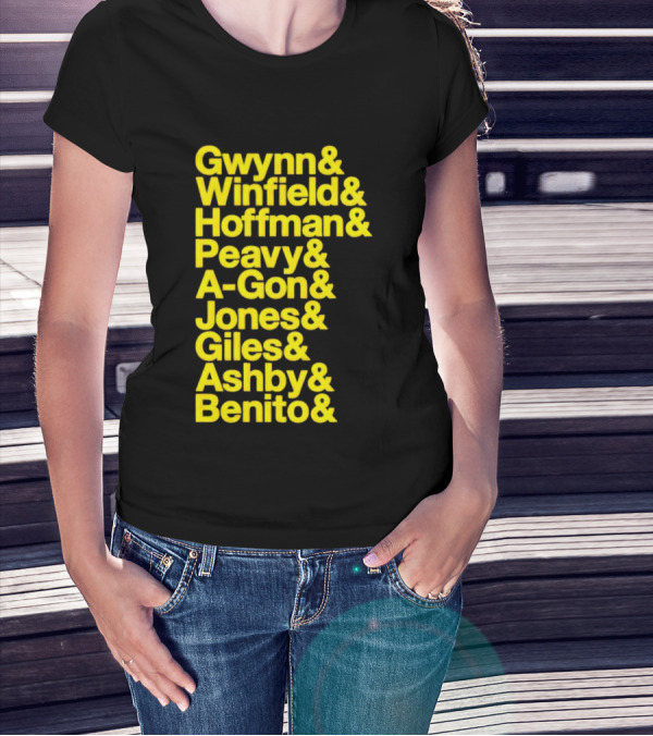 San Diego Baseball Gwynn Winfield Hoffman Peavy A-Gon Jones Giles Ashby Benito T-Shirt