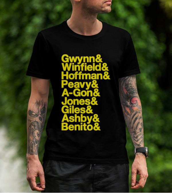 San Diego Baseball Gwynn Winfield Hoffman Peavy A-Gon Jones Giles Ashby Benito T-Shirt