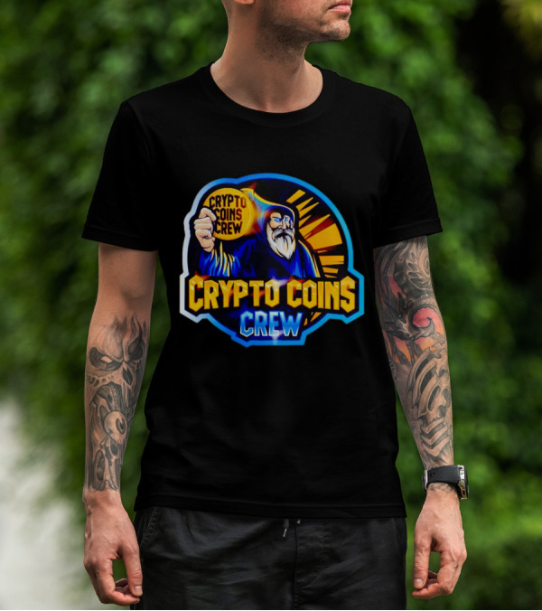 Crypto Coins Crew Wizard With Coin Badge T-Shirt