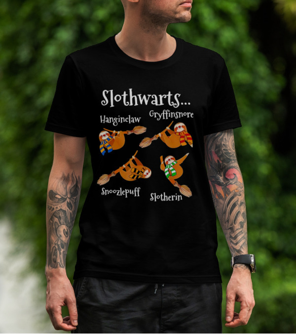 Slothwarts Hanginclaw Gryffinsnore Snoozlepuff Slotherin T-Shirt