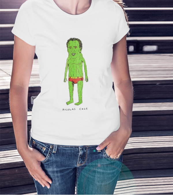 Picolas Cage Cucumber Cartoon Mashup T-Shirt