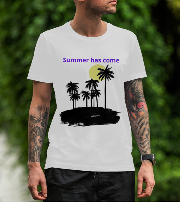 Summer Has Come Tropical Palm Silhouette Moonlit Evening T-Shirt