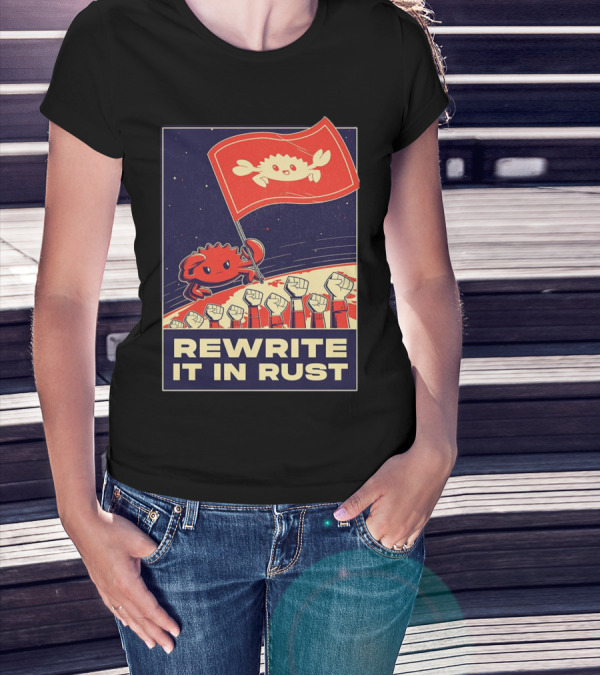 Rewrite It In Rust With Ferris Crab Flag Revolution T-Shirt