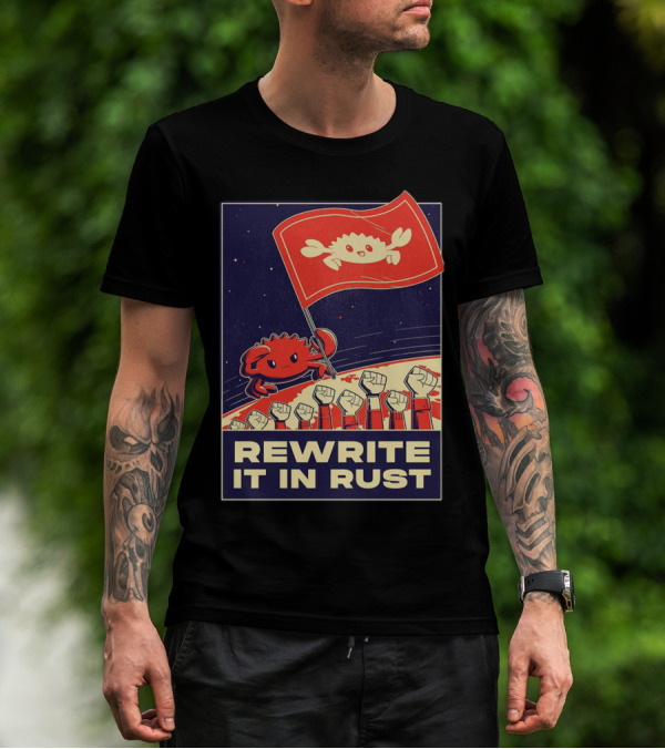 Rewrite It In Rust With Ferris Crab Flag Revolution T-Shirt