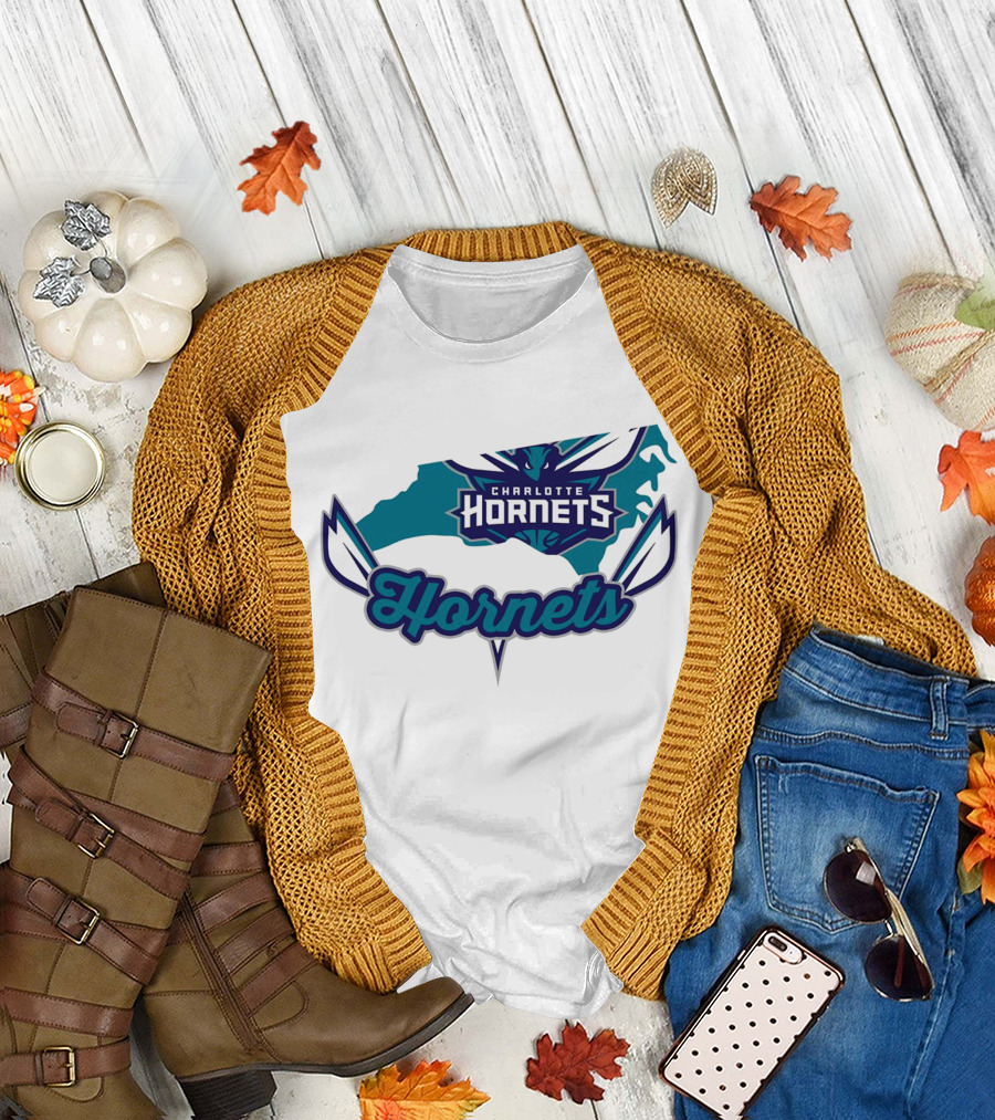 Charlotte Hornets North Carolina Map T-Shirt