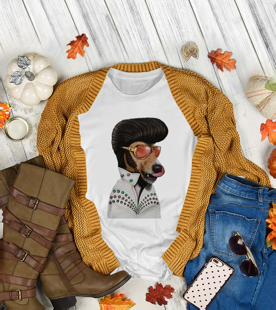 Elvis Dog Costume with Sunglasses and Rhinestone Jumpsuit T-Shirt